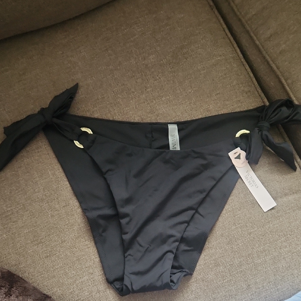Brand New Victoria's Secret Black Bikini Bottom with Gold Rings